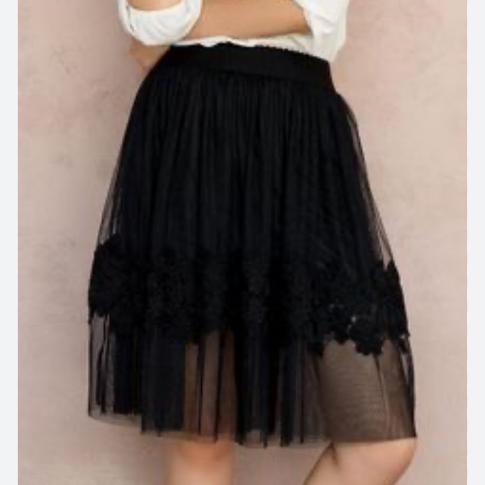 Tulle and floral lace circle skirt 3 layers black size small 24” length